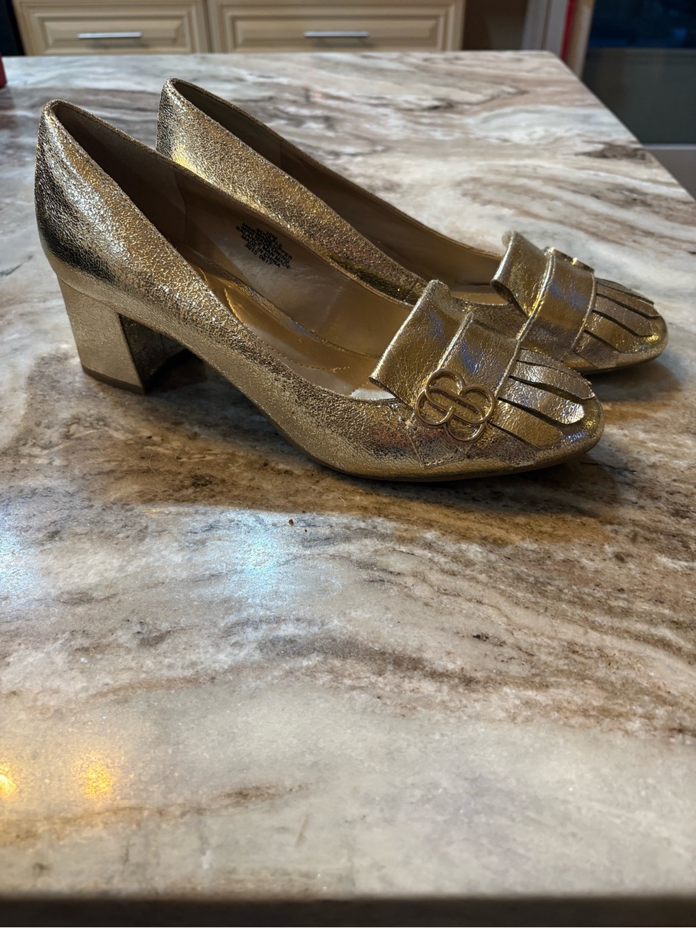 Bandolino Gold Metallic Chunky Heels